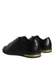 Dolce & Gabbana Black Gold Leather Classic Sneakers Shoes
