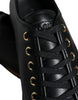 Dolce & Gabbana Black Gold Leather Classic Sneakers Shoes