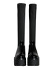 Dolce & Gabbana Black Leather Jersey Knee High Boots Shoes
