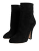 Dolce & Gabbana Black Suede Leather Mid Calf Boots Shoes