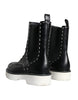 Dolce & Gabbana Black Leather Combat Mid Calf Boots Shoes