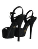 Dolce & Gabbana Black Leather Platform Heels Sandals Shoes