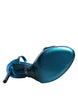 Dolce & Gabbana Metallic Blue Leather Keira Sandals Shoes