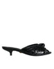 Dolce & Gabbana Black Leather Heels Slides Sandals Shoes
