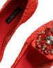 Dolce & Gabbana Coral Lace Crystal Ballet Flats Loafers Shoes