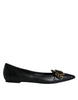 Dolce & Gabbana Black Devotion Leather Pointy Flats Shoes