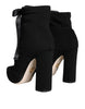 Dolce & Gabbana Black Jersey Stretch Ankle Booties Shoes