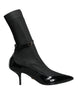 Dolce & Gabbana Black Leather Stilettos Booties Socks Shoes