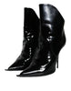 Dolce & Gabbana Black Patent Leather Pointed Ankle Boot Shoes