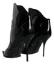 Dolce & Gabbana Black Patent Leather Pointed Ankle Boot Shoes