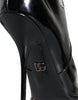 Dolce & Gabbana Black Patent Leather Pointed Ankle Boot Shoes