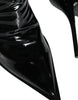 Dolce & Gabbana Black Patent Leather Pointed Ankle Boot Shoes