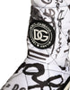 Dolce & Gabbana White Padded Logo Print Mid Calf Boots Shoes