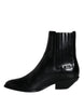 Dolce & Gabbana Black Leather Ankle Boots Booties Shoes