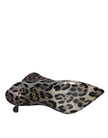 Dolce & Gabbana Gray Leopard Stretch Heels Ankle Boots Shoes