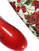 Dolce & Gabbana Red Floral Rubber Knee High Flat Boots Shoes