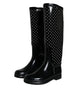 Dolce & Gabbana Black Polka Dot Rubber Knee High Boots Shoes