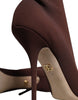 Dolce & Gabbana Brown Stiletto Heels Socks Ankle Boots Shoes