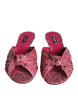 Dolce & Gabbana Pink Python Leather Kitten Heels Slides Shoes