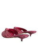 Dolce & Gabbana Pink Python Leather Kitten Heels Slides Shoes