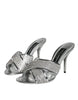 Dolce & Gabbana Silver Crystals Keira Heels Slides Shoes