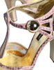 Dolce & Gabbana Pink Gold Leather Pumps T-strap Sandals Shoes