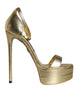 Dolce & Gabbana Gold Leather Platform Keira Sandals Shoes