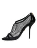 Dolce & Gabbana Black Mesh Leather Heels Keira Sandals Shoes