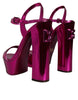 Dolce & Gabbana Fuchsia Leather Platform Logo Keira Sandals Shoes