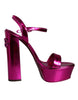 Dolce & Gabbana Fuchsia Leather Platform Logo Keira Sandals Shoes
