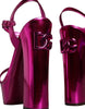 Dolce & Gabbana Fuchsia Leather Platform Logo Keira Sandals Shoes