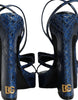 Dolce & Gabbana Blue Leather Ankle Strap Heels Sandals Shoes