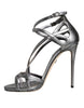 Dolce & Gabbana Silver Keira Leather Heels Sandals Shoes