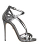 Dolce & Gabbana Silver Keira Leather Heels Sandals Shoes