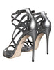 Dolce & Gabbana Silver Keira Leather Heels Sandals Shoes
