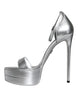 Dolce & Gabbana Silver Leather Platform Keira Sandals Shoes