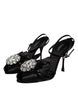 Dolce & Gabbana Black Crystal Ankle Strap Sandals Shoes