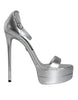 Dolce & Gabbana Silver KEIRA Heels Ankle Strap Sandals Shoes