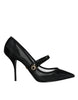 Dolce & Gabbana Black Mesh Mary Jane Crystal Heel Pumps Shoes