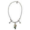 Dolce & Gabbana Silver Brass Clear Crystal Roses Pendants Necklace