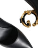 Dolce & Gabbana Black Leather Logo Heels Mary Janes Pumps Shoes