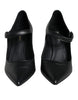 Dolce & Gabbana Black Leather Logo Heels Mary Janes Pumps Shoes
