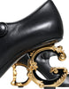 Dolce & Gabbana Black Leather Logo Heels Mary Janes Pumps Shoes