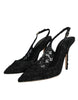 Dolce & Gabbana Black Taormina Lace Bellucci Slingbacks Shoes