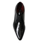 Dolce & Gabbana Black Leather Crystal Dress Formal Shoes