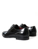 Dolce & Gabbana Black Leather Crystal Dress Formal Shoes