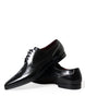 Dolce & Gabbana Black Leather Crystal Dress Formal Shoes