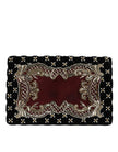 Dolce & Gabbana Bordeaux Black Velvet Gold Frame Clutch Evening Purse Bag