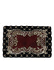 Dolce & Gabbana Bordeaux Black Velvet Gold Frame Clutch Evening Purse Bag
