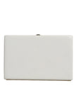 Dolce & Gabbana White Leather Gold Frame Clutch Evening Party Purse Bag